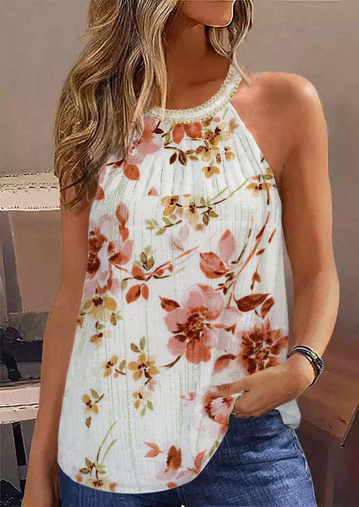 

Floral Hollow Out Button Camisole, Multicolor, SCM015236