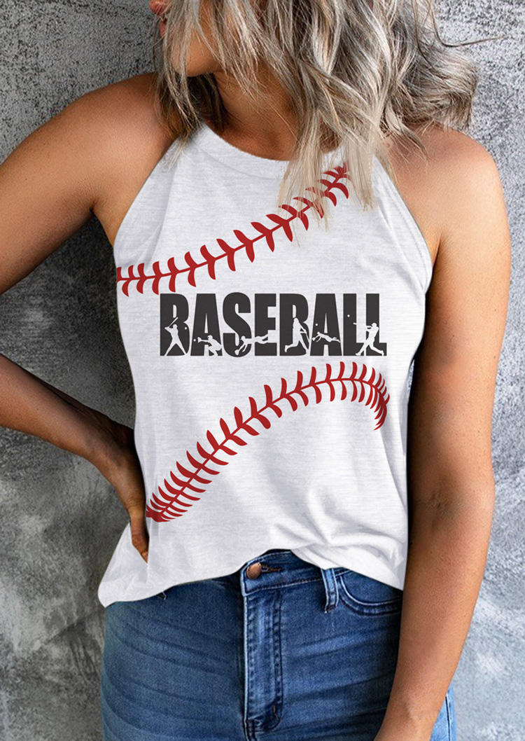 

Baseball Casual O-Neck Tank - White, SCM015186