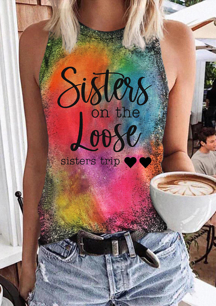 

Sisters On The Loose Sisters Trip Heart Tie Dye Tank, Multicolor, SCM015320