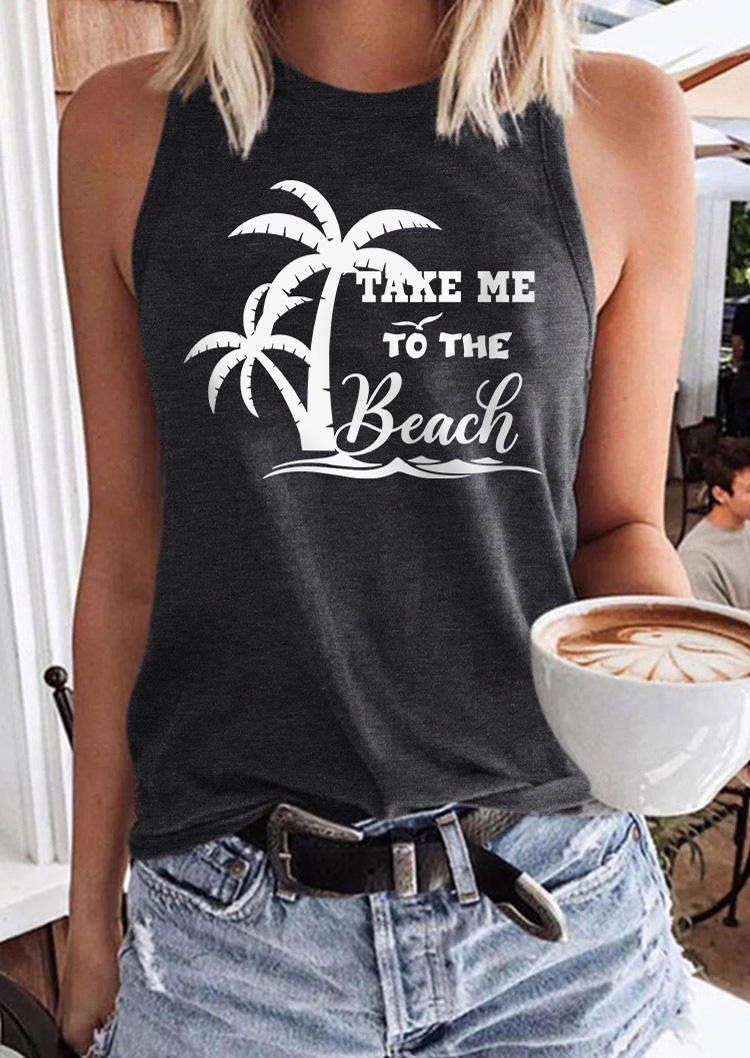 

Take Me To The Beach Coconut Tree Racerback Tank - Dark Grey, Gray, SCM015392