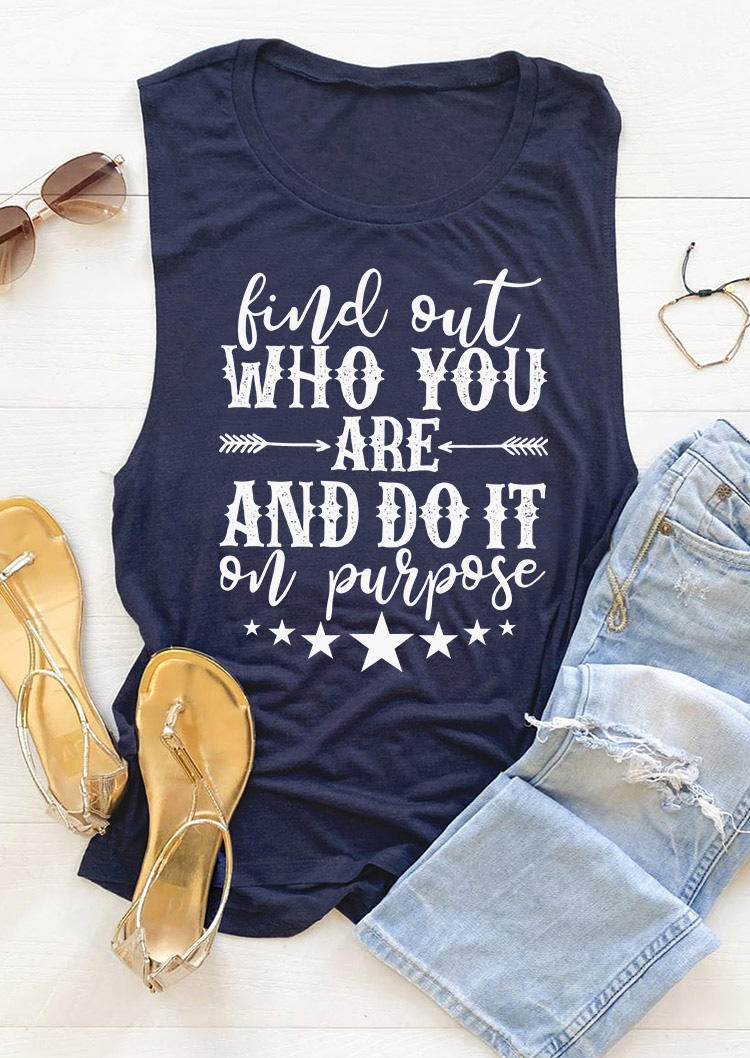 

Find Out Who You Are And Do It On Purpose Tank - Navy Blue, SCM015404