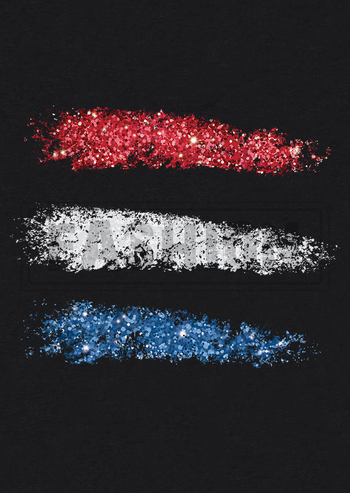 American Flag Glitter T-Shirt Tee - Black