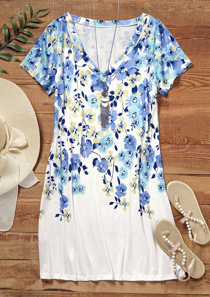 

Floral Ruffled Hollow Out Mini Dress, Multicolor, SCM014969