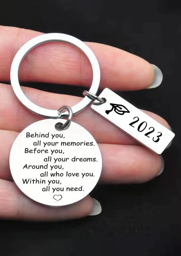 

Behind You All Your Memories Before You All Your Dreams Graduation Gifts Keychain, Silver, SCM015138
