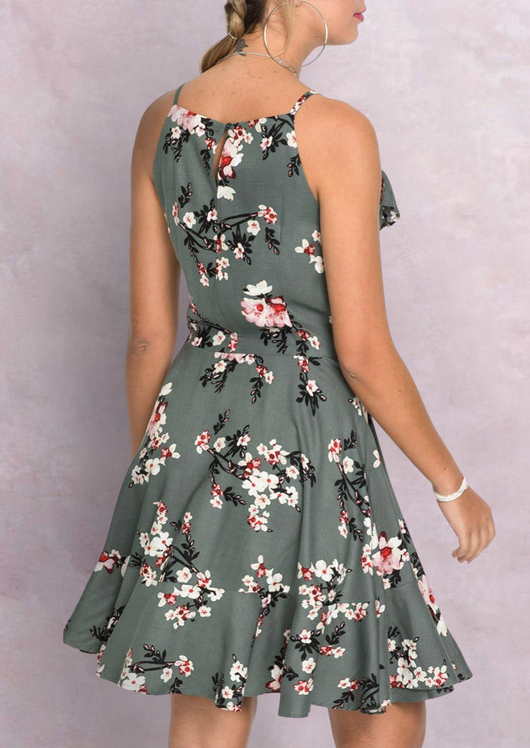 Ditsy Floral Ruffled Sleeveless Mini Dress