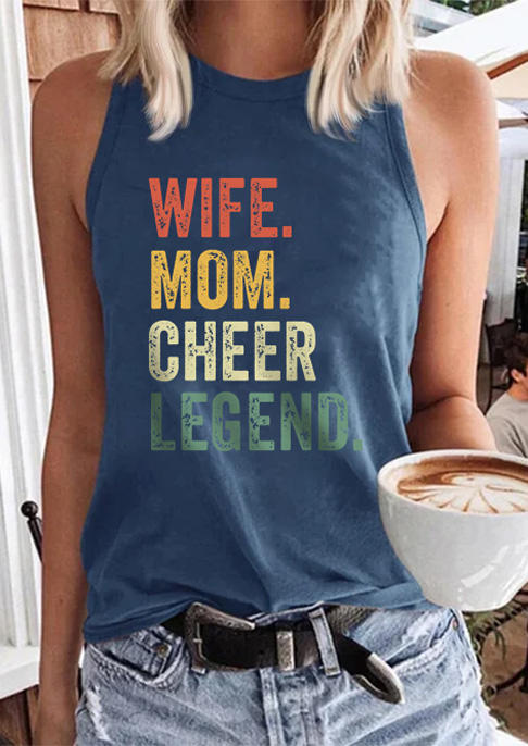 

Wife Mom Cheer Legend Racerback Tank - Blue, SCM015425