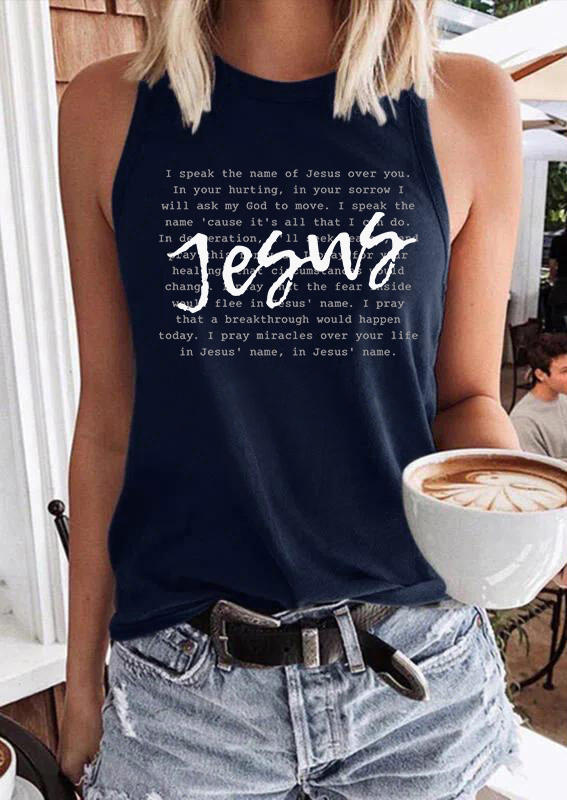 

I Speak The Name of Jesus Racerback Tank - Navy Blue, SCM015475