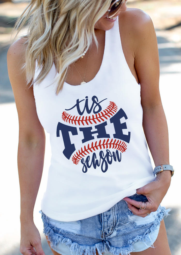 

Tis The Season Baseball Racerback Tank - White, SCM015476