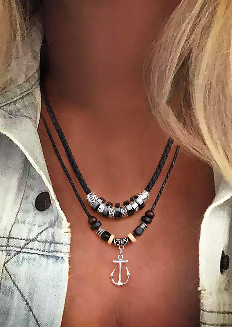 

Anchor Beading Alloy Retro Necklace - Black, SCM015258