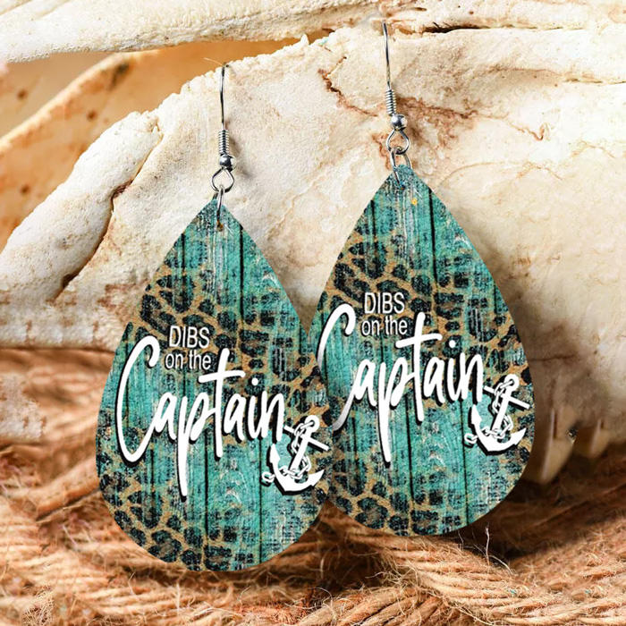 Dibs On The Captain Anchor Leopard Water Drop Earrings