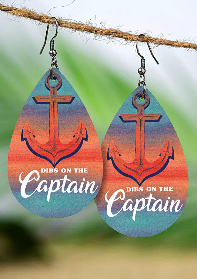 

Dibs On The Captain Gradient Anchor Water Drop Earrings, Multicolor, SCM015432