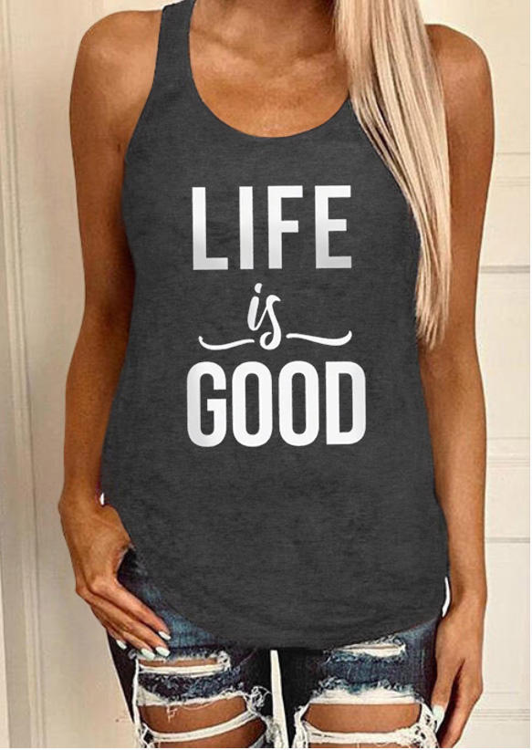 

Life is Good Racerback Tank - Dark Grey, Gray, SCM015608