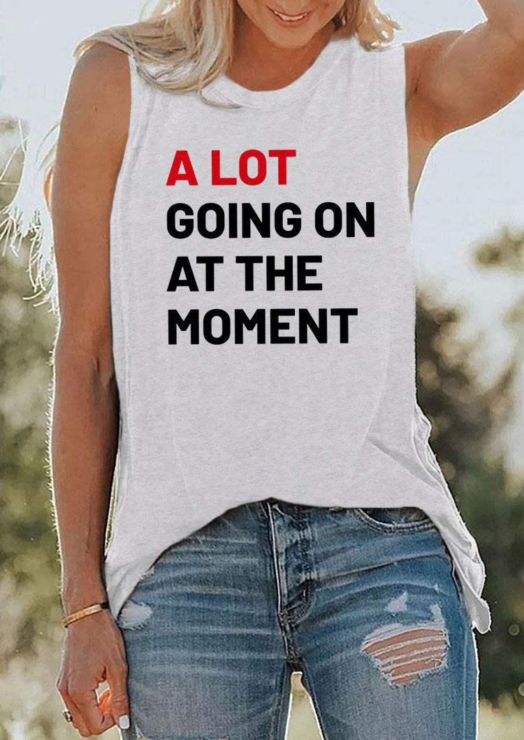 

A Lot Going On At The Moment O-Neck Tank - Light Grey, Gray, SCM015609
