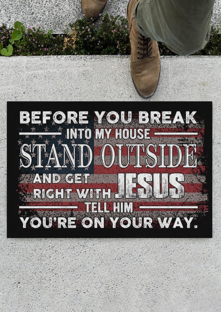 

Before You Break Into My House American Flag Doormat, Multicolor, SCM015429