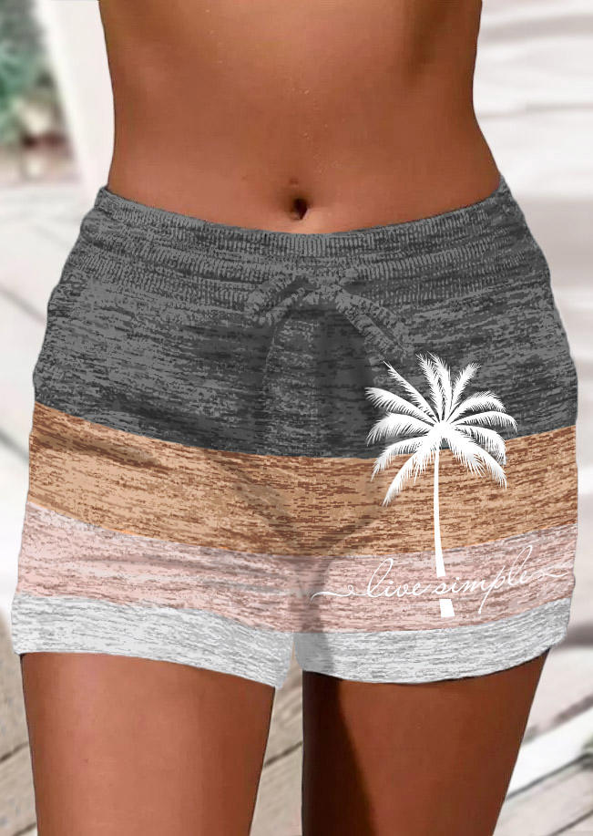 

Live Simple Color Block Coconut Tree Shorts, Multicolor, SCM015561