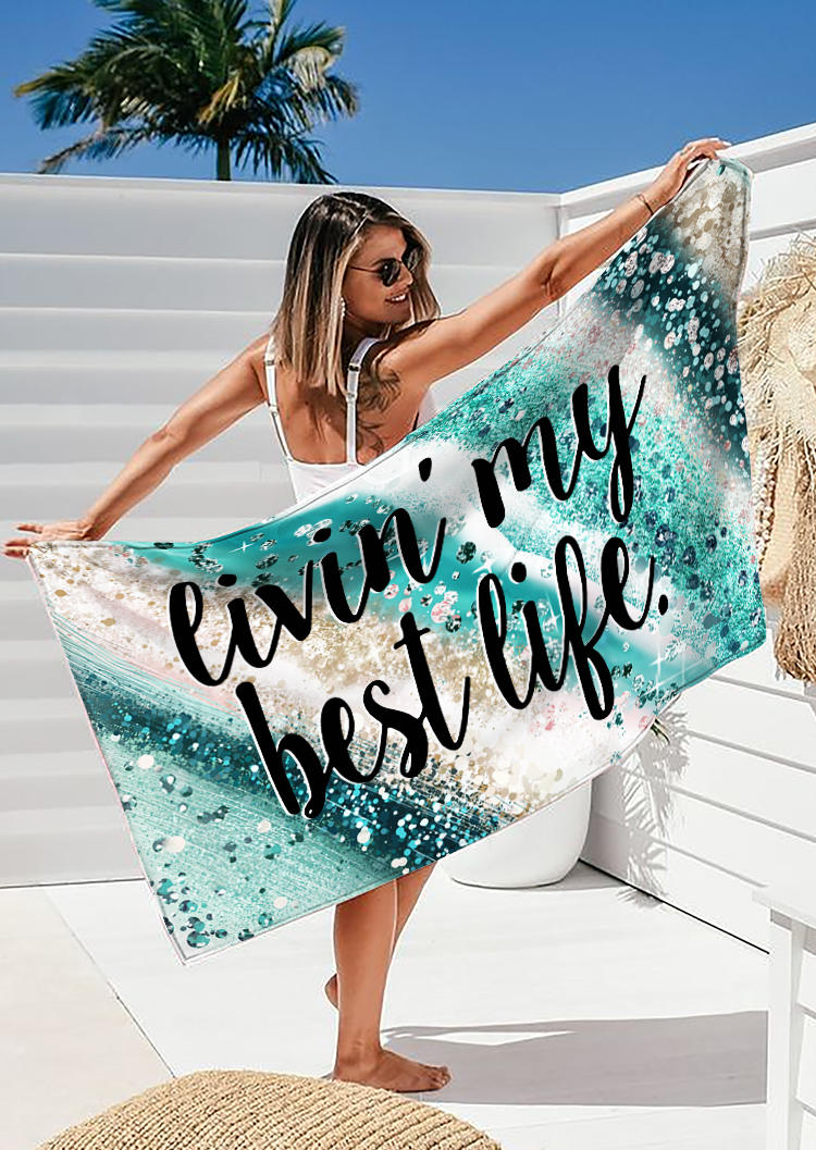 

Livin' My Best Life Striped Glitter Beach Blanket, Multicolor, SCM015584