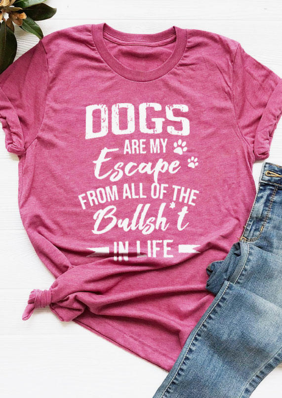 

Dogs Are My Escape T-Shirt Tee - Pink, SCM015617