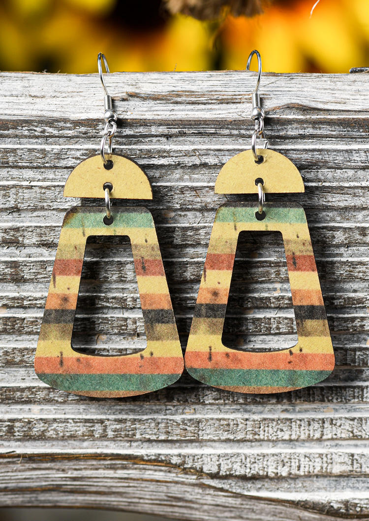

Color Block Striped Hollow Out Earrings, Multicolor, SCM015260