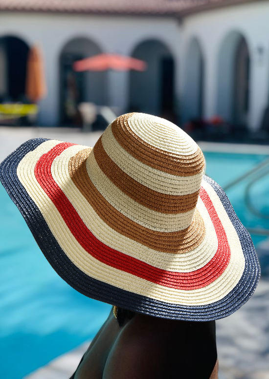 

Striped Sun Visor Straw Hat, Multicolor, SCM015537