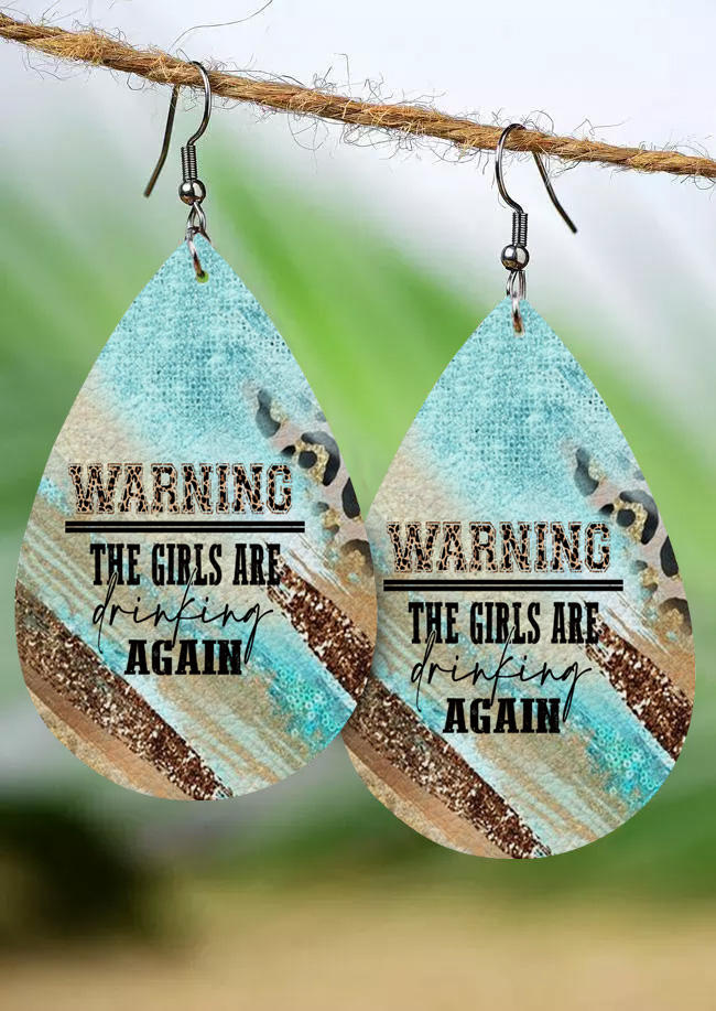 

Warning The Girls Are Drinking Again Leopard Glitter Water Drop Earrings, Multicolor, SCM015581