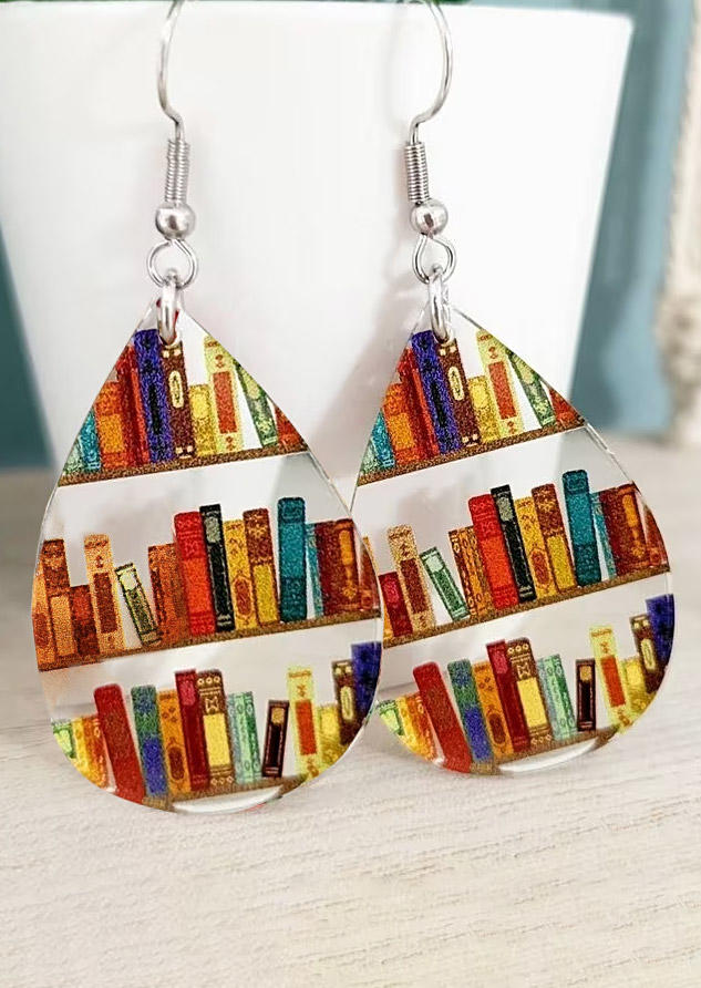 

Book Bookshelf Acryl Water Drop Earrings, Multicolor, SCM015208