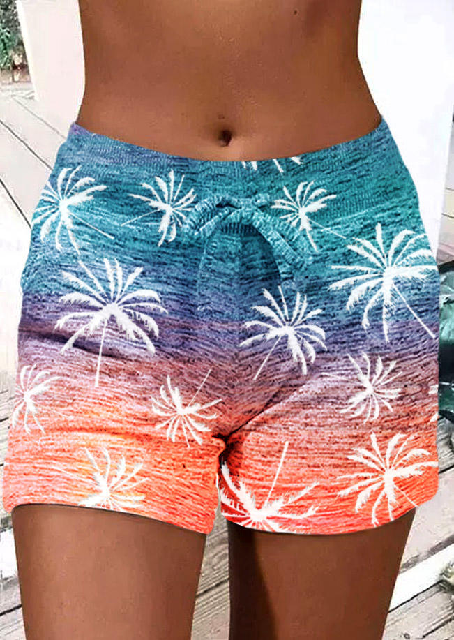 

Coconut Tree Gradient Pocket Shorts, Multicolor, SCM015522