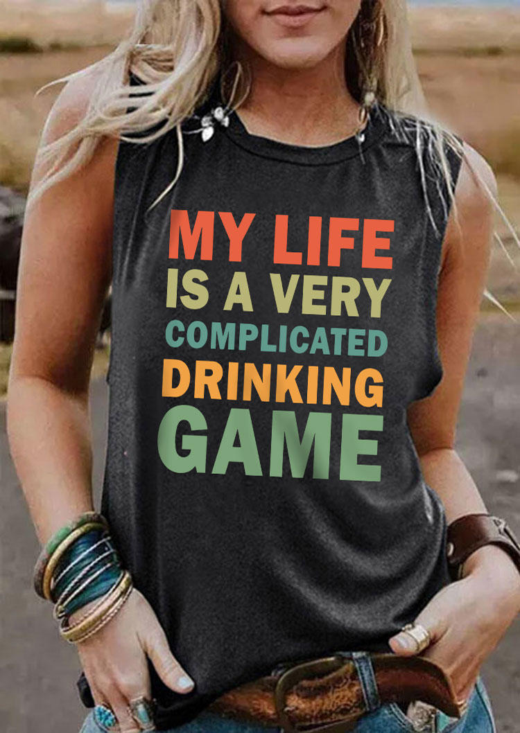 

My Life Is A Very Complicated Drinking Game Tank - Dark Grey, Gray, SCM015552
