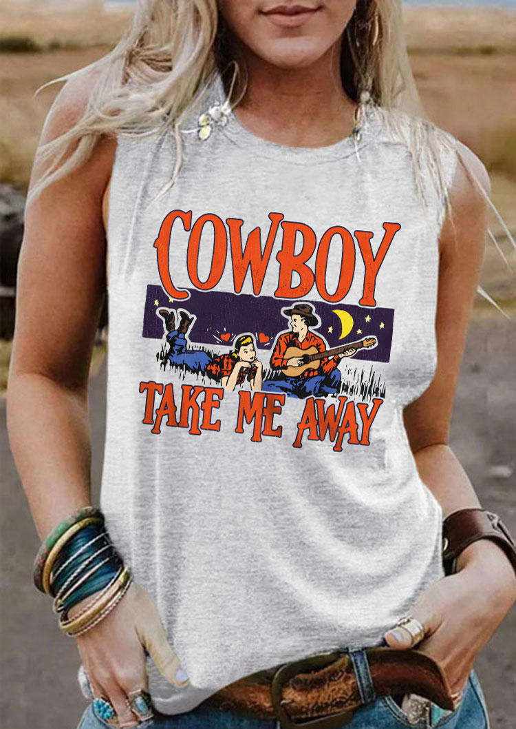 

Cowboy Take Me Away Tank - Light Grey, Gray, SCM015625