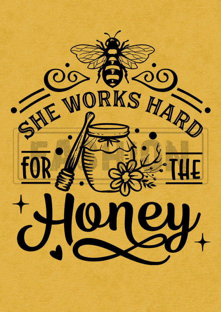 She Works Hard For The Honey Bee Floral Tank - Yellow