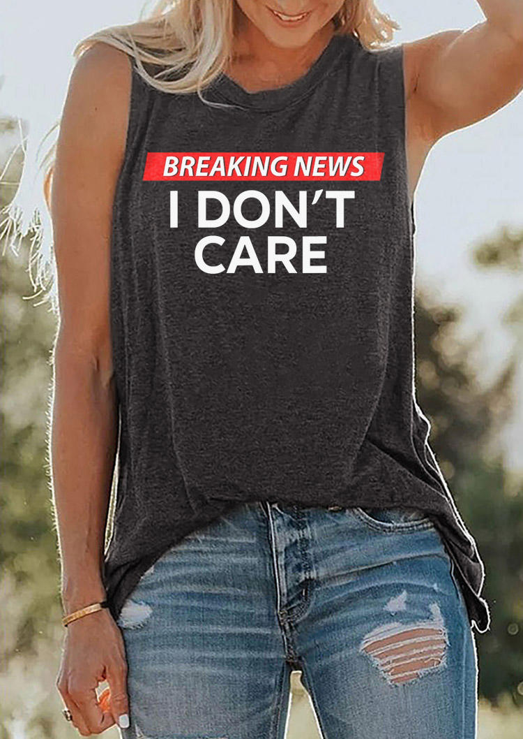 

Breaking News I Don't Care Tank - Dark Grey, Gray, SCM015691