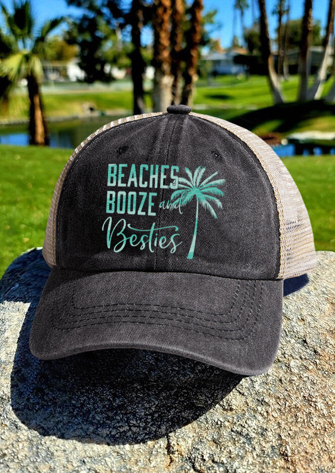 

Beaches Booze Besties Coconut Tree Baseball Cap - Black, SCM015261