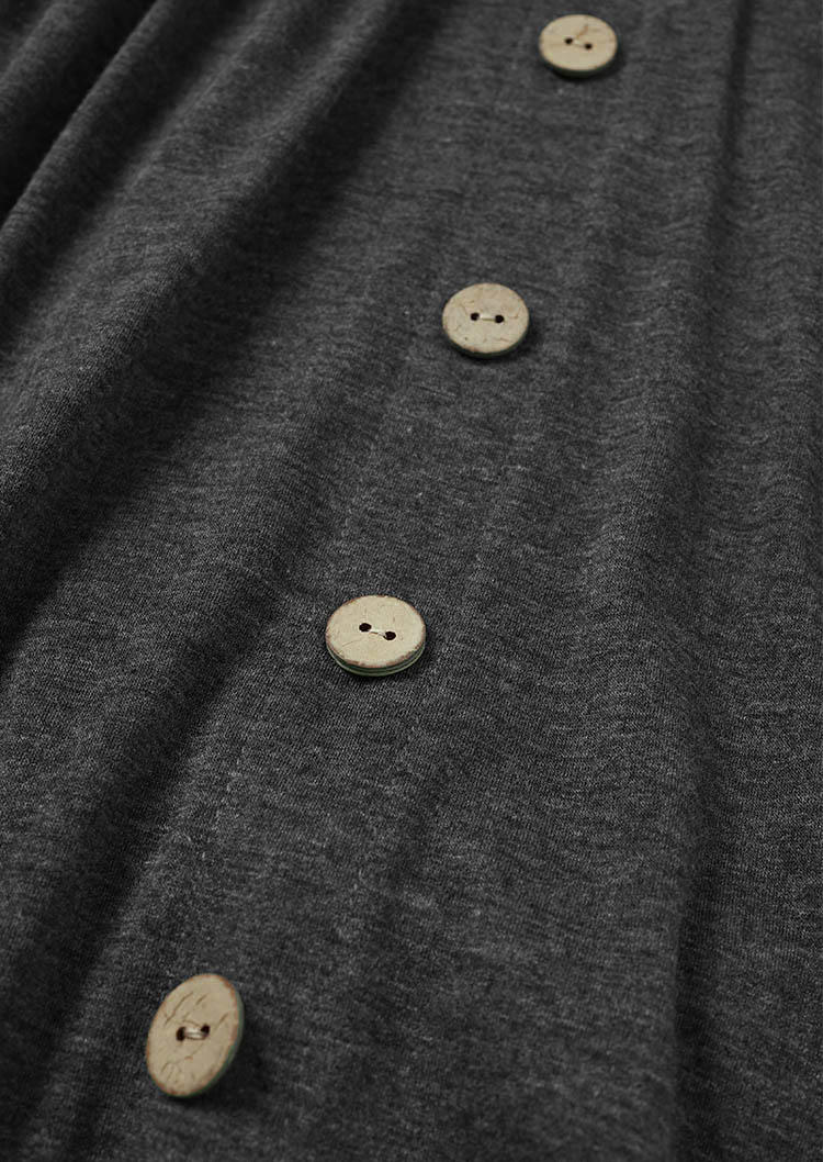 Lace Splicing Ruffled Button Blouse - Dark Grey