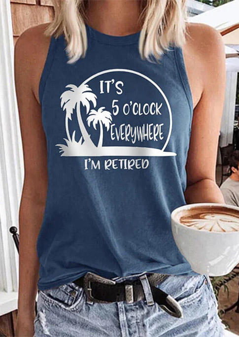 

It's Five O'clock Everywhere I' Retired Coconut Tree Tank - Blue, SCM015622