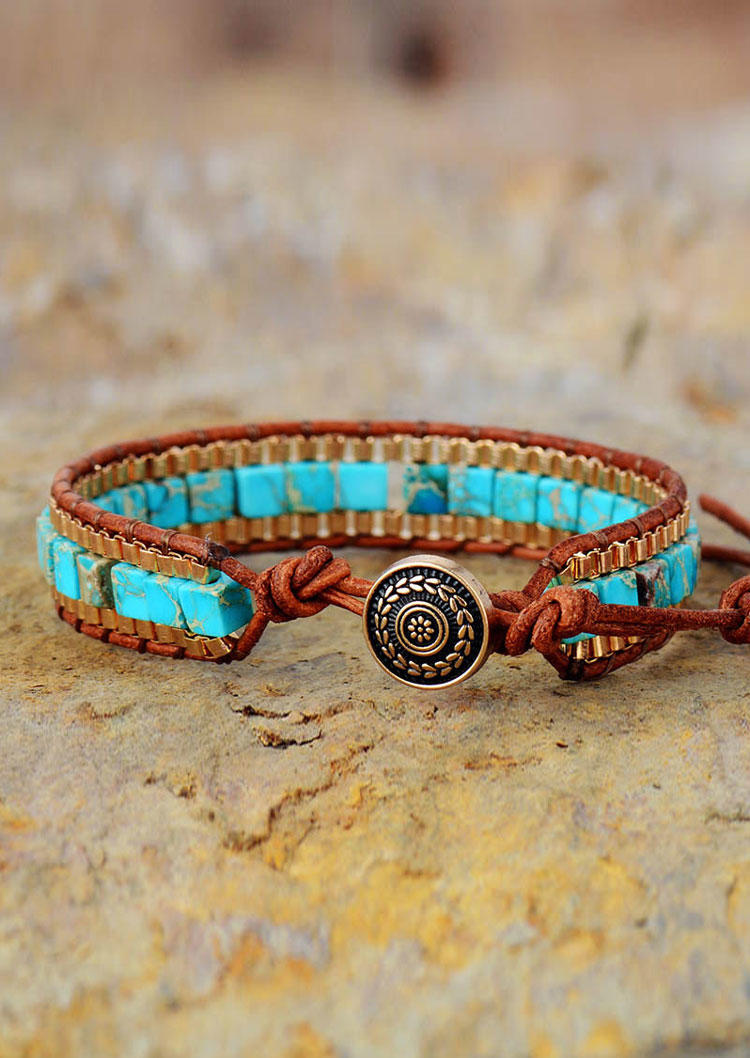 

Natural Turquoise Braided Bracelet, Multicolor, SCM015632