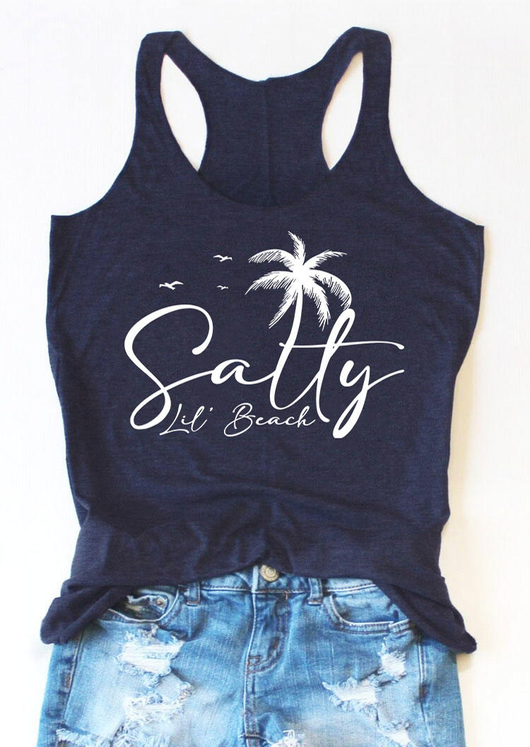 

Salty Lil Beach Coconut Tree Racerback Tank - Navy Blue, SCM015717