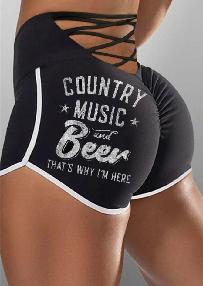 

Country Music And Beer That's Why I' Here Activewear Shorts - Black, SCM015774