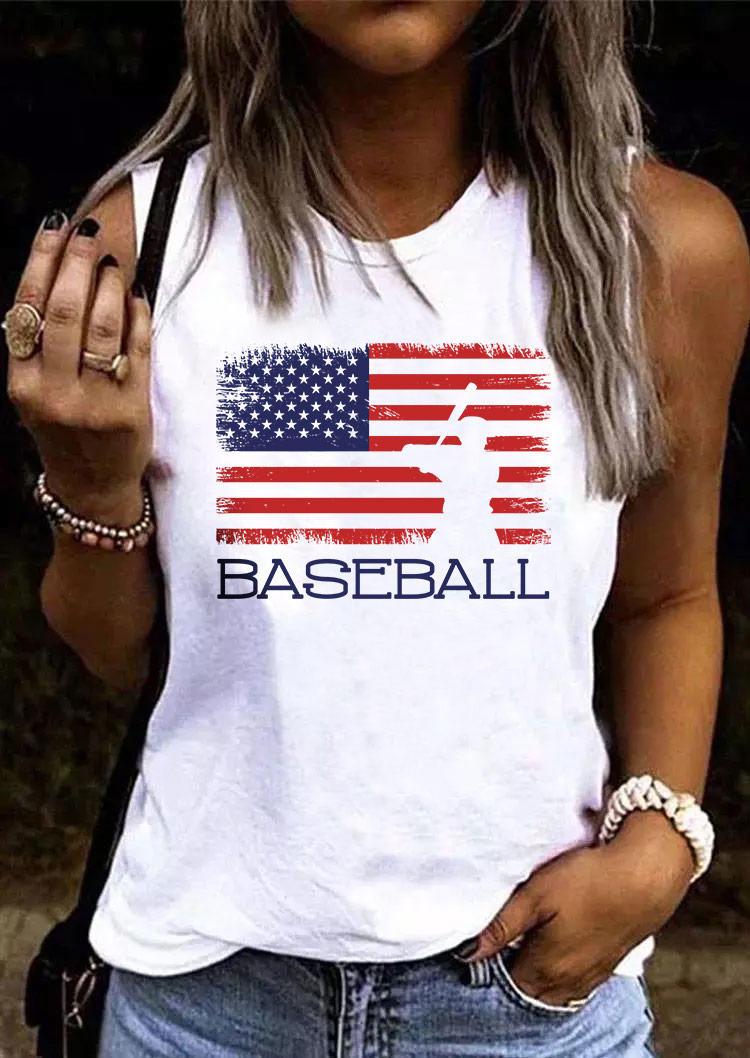 

Baseball American Flag Tank - White, SCM015790