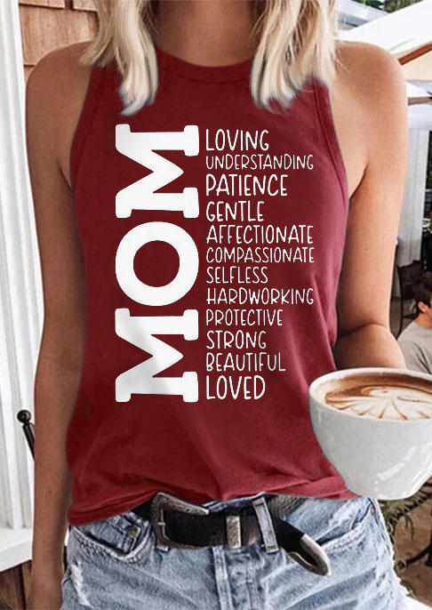 

Mom Casual O-Neck Tank - Burgundy, Red, SCM015819