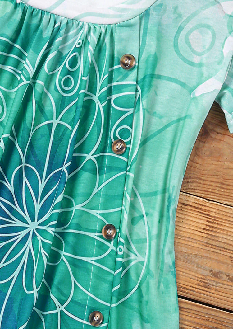 Floral Ruffled Button Fake Two-Piece Blouse
