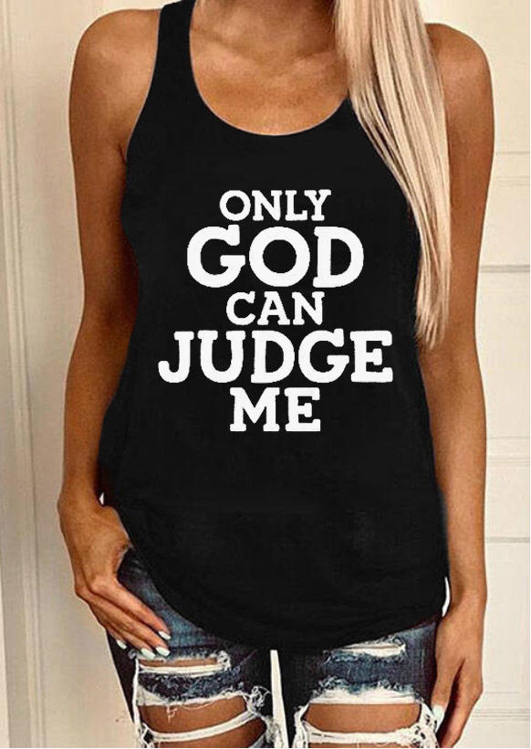 

Only God Can Judge Me Racerback Tank - Black, SCM015859