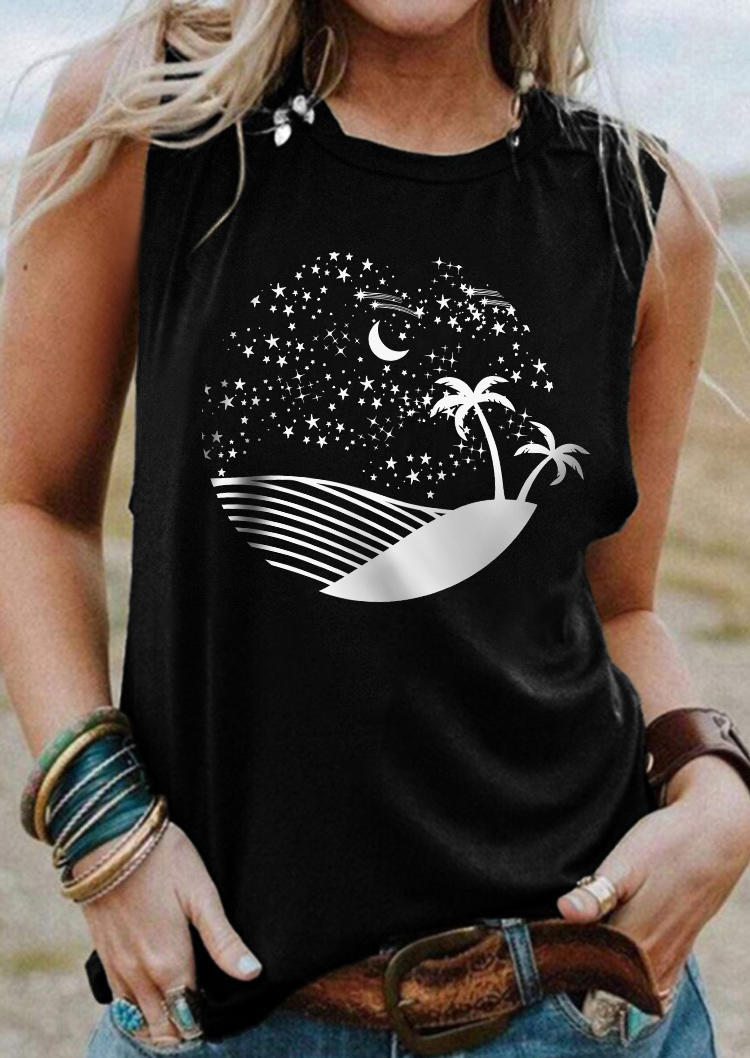 

Coconut Tree Moon Star Tank - Black, SCM012503