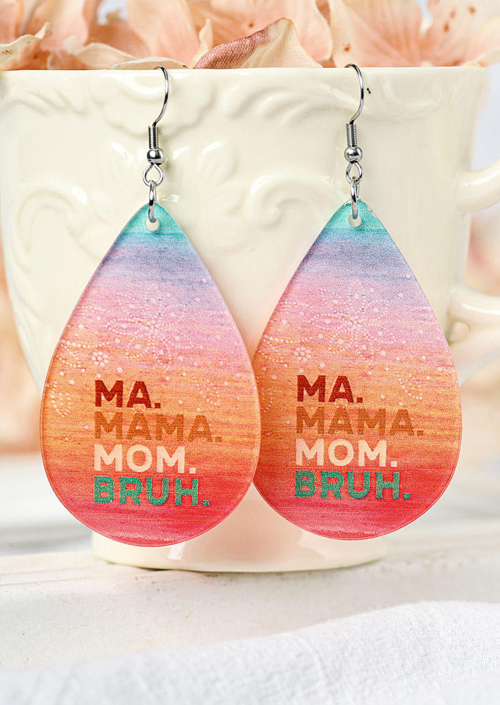 

Ma Mama Mom Bruh Gradient Water Drop Earrings, Multicolor, SCM015633