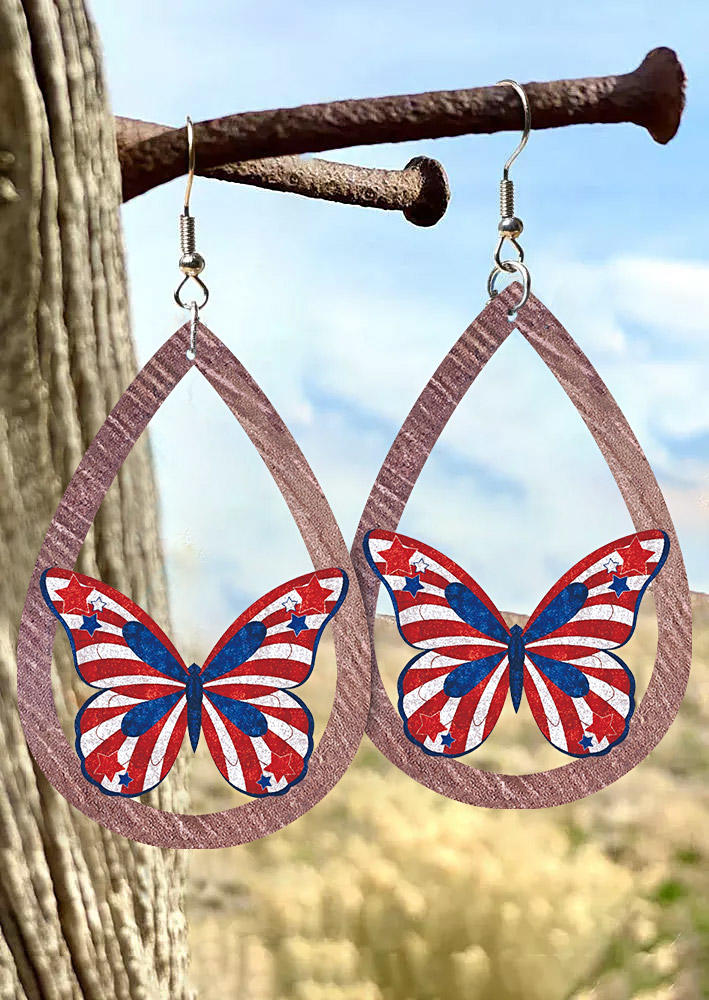 

Butterfly Star Hollow Out Water Drop Earrings, Multicolor, SCM015864