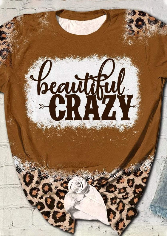 

Beautiful Crazy Leopard Bleached T-Shirt Tee, Multicolor, SCM015619