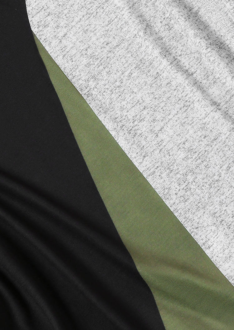 Color Block Button V-Neck Tank
