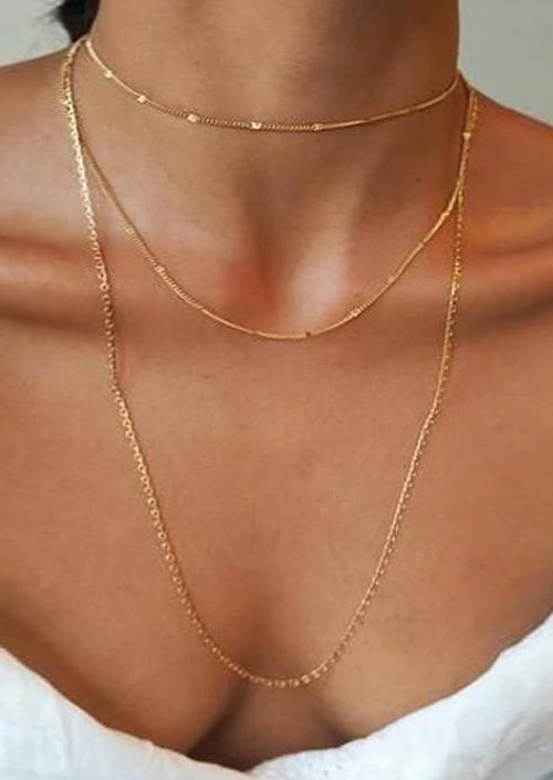 

Multi-Layered Alloy Concise Necklace, Gold, SCM015678