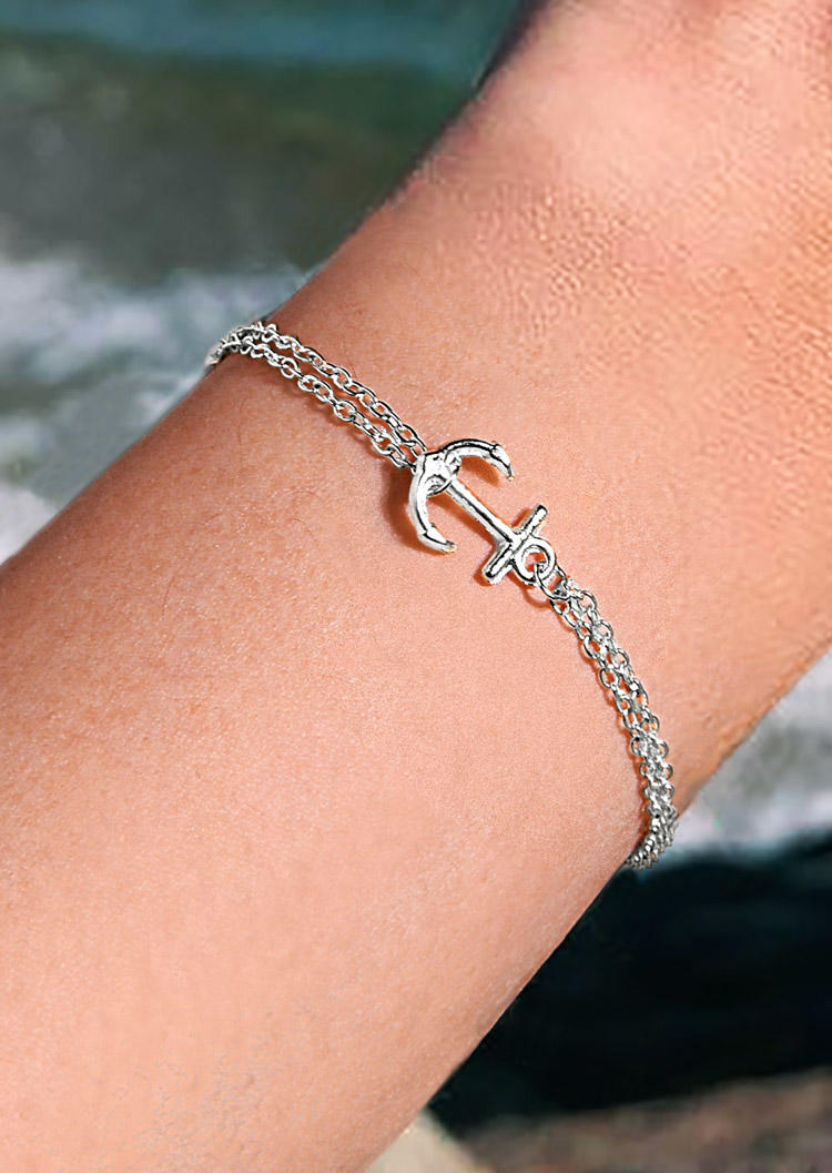 

Anchor Adjustable Alloy Bracelet, Silver, SCM015747