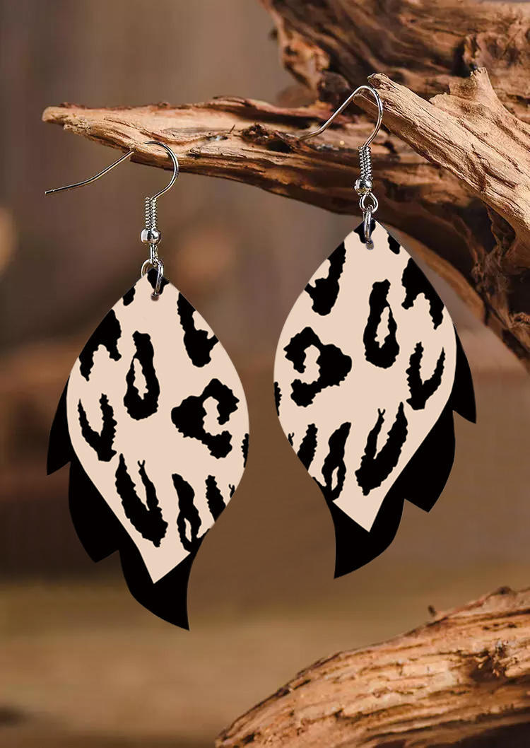 

Leopard Irregular Leaf Earrings - Black, SCM015865