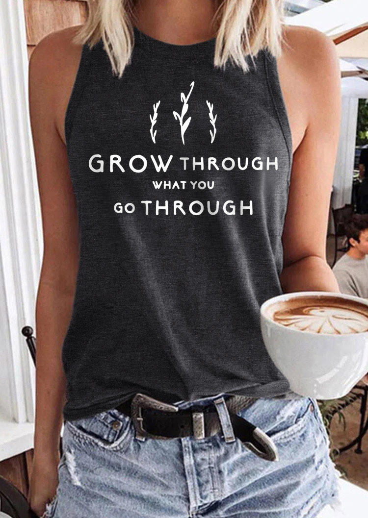 

Grow Through What You Go O-Neck Tank - Dark Grey, Gray, SCM015873