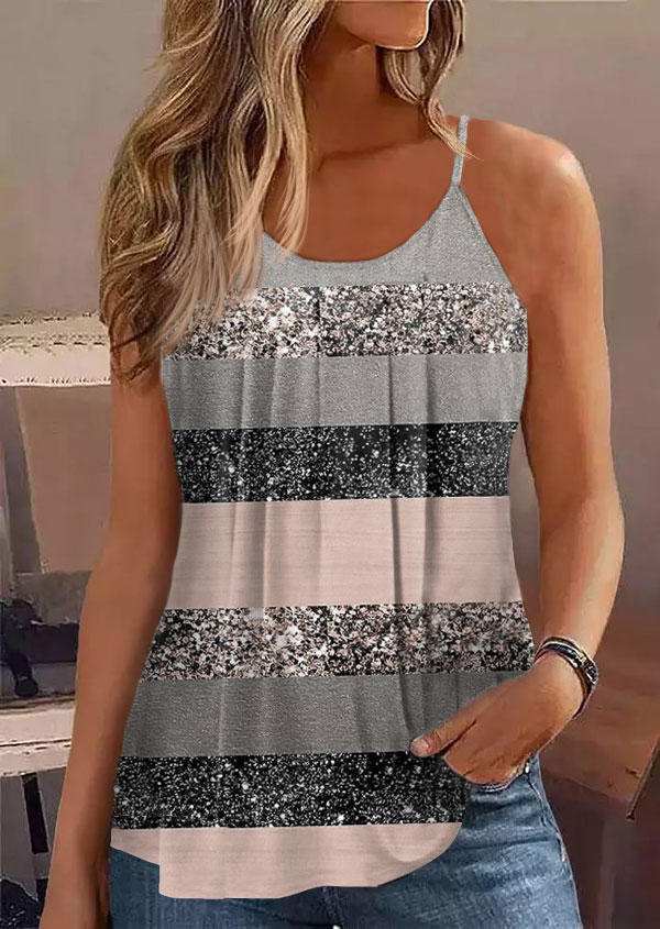 Color Block Glitter Spaghetti Strap Camisole